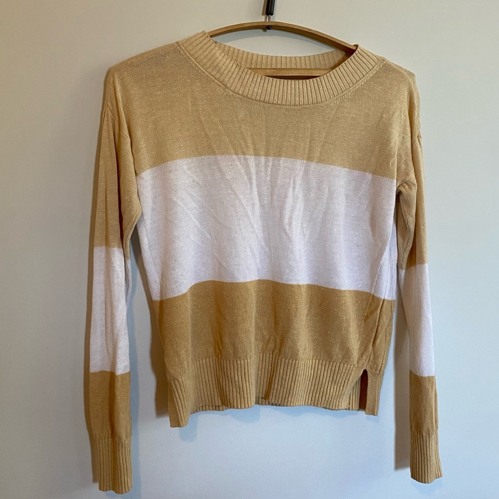 Club Monaco light striped linen cotton boatneck sweater